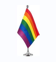 Drapeau de bureau arc-en-ciel Nouvelle Fierté LGBT en gros avec support – Idéal pour les événements et célébrations du Festival de l'Arc-en-ciel