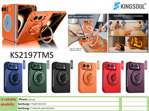 Coque de téléphone magnétique avec support rotatif à 360°, protection antichoc pour Samsung Galaxy Z Fold Series et iPhone Fold - Product Image 1