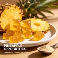 Gummies probiotiques à l'ananas pour femmes, OEM ODM, marque privée, vente en gros, équilibre digestif, soins intimes naturels pour le quotidien des femmes