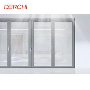 Двойное закаленное прозрачное стекло, складные двери и окна, алюминиевая противокоррозионная Складная Дверь