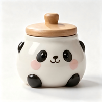 Pot de conservation alimentaire en céramique au design adorable de panda avec couvercle en bambou, grande capacité, idéal pour les cadeaux