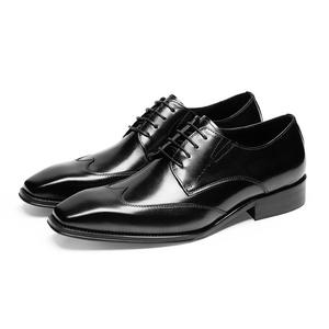 Chaussures Derby pour hommes en cuir de vache véritable, bout carré, à lacets, rehaussantes, style mode haut de gamme, collection automne, vente en gros - Product Image 4