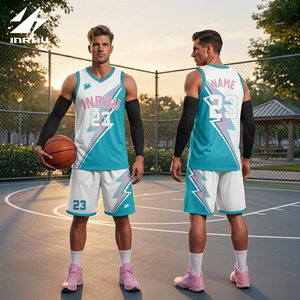 Jersey Basket Unisex Customizable Bolak-Balik Cepat Kering Bahan Mesh Bernapas Seragam Tim Dewasa Ukuran Besar Nama Dapat Disesuaikan - Product Image 3