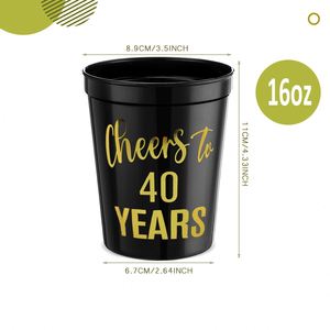 Vasos de Plástico PP Ecológicos de 16 Onzas, Estilo Americano, para Fiestas de 40 Cumpleaños, Despedidas de Soltera - Product Image 2