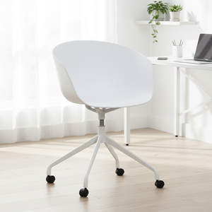 Sillas de Oficina Giratorias de Plástico Blanco, Estilo Nórdico Moderno y Sencillo, para Hogar u Oficina, con <span class=keywords><strong>Ruedas</strong></span>, Precio de Fábrica al por Mayor - Product Image 1