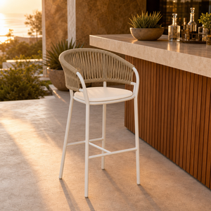 <span class=keywords><strong>Chaise</strong></span> de <span class=keywords><strong>bar</strong></span> haute d'extérieur moderne en aluminium et corde pour villa de luxe, terrasse, jardin, patio, ou <span class=keywords><strong>bar</strong></span>. - Product Image 2