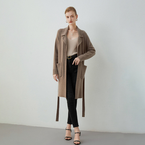 2022 nuovo stile autunno inverno donna <span class=keywords><strong>cardigan</strong></span> cashmere lana merino maglioni <span class=keywords><strong>cintura</strong></span> solido casual - Product Image 2