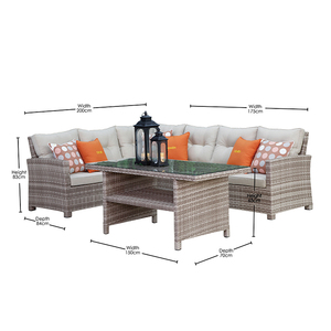 OSMEN Lanca Sofá esquinero de ratán Juego de muebles de jardín de 3 piezas - Product Image 3