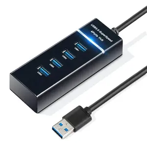 Süper hızlı 4 Port 3.0 USB Hub ile PC Mac için LED ışık USB 2.0 hub genişleme adaptörü