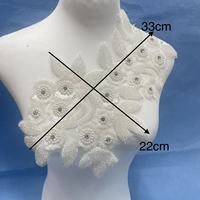 RYL Applique brodée de fleurs perlées avec strass, garniture en dentelle à coudre pour robe de mariée, accessoires de décoration pour vêtements féminins