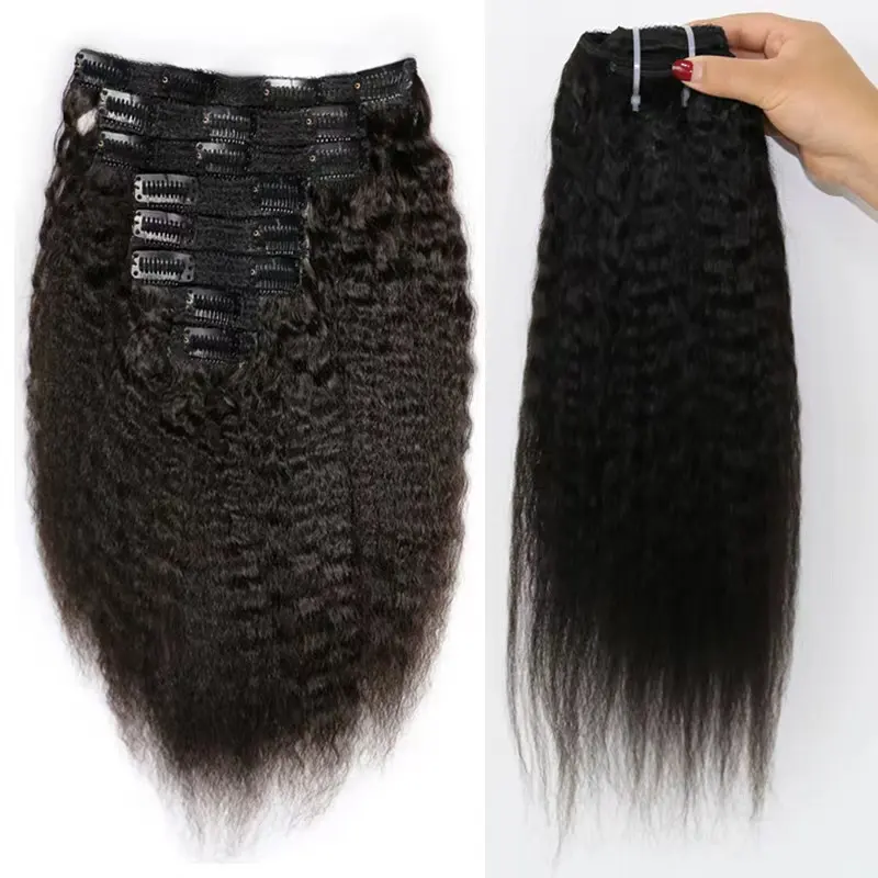 New Products Natural Virgin Clip in Hair Extension Raw Indian body water wave Kinky Straight curly Clip ins For Black Women