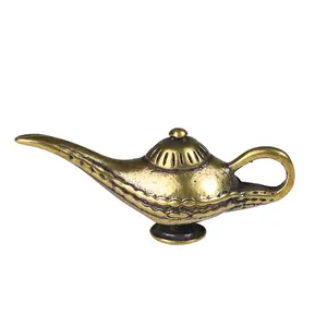 Retro Brass Aladdin Đèn mặt dây chuyền vòng cổ có nhu cầu đèn có nhu cầu Jar Keychain Mặt dây chuyền đồ trang trí phụ kiện