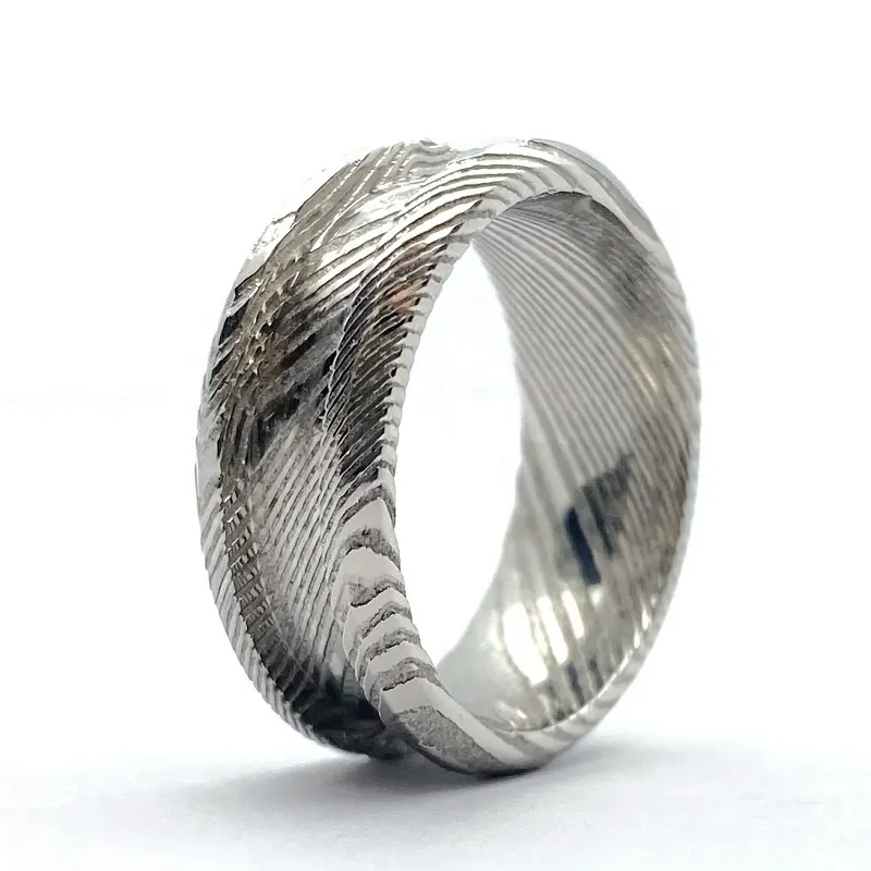 4mm Channel Setting for Wood Opal Carbon Fiber Twisted Damascus Ring Blank 8mm Wide