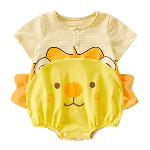 夏季高品质舒适婴儿可爱动物泡泡连衫裤短袖护肤婴儿连衫裤