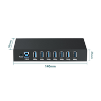 Hub de transmission USB 3.0 en métal à 7 ports, adaptateur d'alimentation 48W, transfert haute vitesse USB-A pour ordinateurs/portables/imprimantes/appareils photo, chargeur