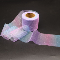 Bobine de tulle en maille à pois argentés dégradé irisé de 7,5 cm pour accessoires capillaires DIY, pâtisserie, emballage cadeau de fête
