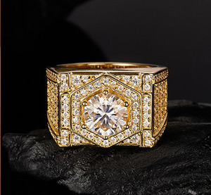 S925 Sterling <b>Silver</b> Full Diamond Square Moissanite <b>Men</b> <b>Ring</b> 2026 Business Luxury Domineering Engagement Wide Band <b>Ring</b> - Product Image 6