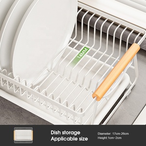 Égouttoir d'angle pour vaisselle, support de rangement gain de place pour <span class=keywords><strong>comptoir</strong></span> de cuisine, porte-assiettes et bols, organisation de rangement - Product Image 2