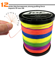JOF 500M 0.4kg Fil tressé PE multicolore 12 brins Ligne de pêche japonaise multifilament Très Lac Rivière Océan Bateau Pêche