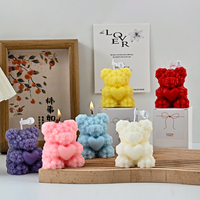 Bougie parfumée en forme d'ours en rose, ornement sculpté pour les mariages et les fêtes, amélioration de l'ambiance, décoration d'intérieur, cadeau idéal pour elle