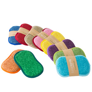 Bear Family Microfiber Dish Sponge Pad Double Sided Cleaning For Pots And Pans Multiple Colors - Product Image 1