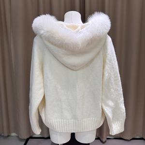Suéter de Mujer con Capucha y Cuello de Piel de Zorro, Largo y Grande, Invierno 2026, Nuevo, Moderno y Versátil, <span class=keywords><strong>Chaqueta</strong></span> Tejida Gruesa - Product Image 5