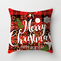 Taie d'oreiller personnalisée Housse de coussin de Noël en velours imprimé décoratif