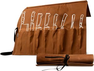 Free sample Knife Roll Bag <b>Camping</b> Picnic Chef Tool Pouch Portable Kitchen Knife <b>Storage</b> Bag Canvas Knife Roll Pouch - Product Image 2