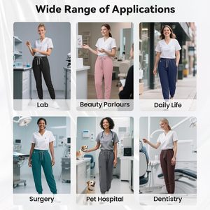 Pantalones Médicos para Mujer FOXA, Estilo Jogger, Cintura Media con Cordón, Bolsillos Tipo Cargo, para Uso Hospitalario, Tejido de Punto con Mezcla de Algodón - Product Image 5