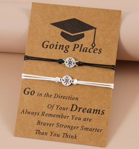 Juego de 2 Pulseras de Brújula de Graduación Universitaria con Tarjeta de Felicitación, Regalo Inspirador para Él y Ella, Pulsera con Mensaje de Éxito - Product Image 2