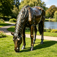 Sculpture de cheval en bronze poli avec longue crinière pour décoration extérieure de hall d'hôtel, jardin, ferme, ranch – Taille, couleur et logo personnalisables