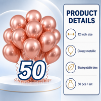 Ballons en latex Feile métallisés rose doré brillant, lot de 50 pièces de 12 pouces, pour mariage, baby shower, anniversaire, sac Bridgerton