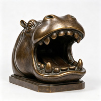 Figurines d'animaux sauvages en cuivre antique, éléphant, girafe, lion, tigre, ours, zèbre, hippopotame, ornements décoratifs d'intérieur et d'extérieur