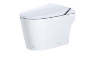 Toilette Intelligente Entièrement Automatique à Double Chasse d'Eau, Capteur au Pied, Siège Chauffant, Pulvérisation Antibactérienne, Télécommande, Fixation au Sol pour Salle de Bain