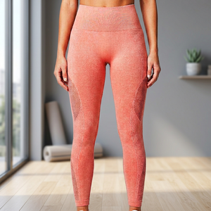 Leggings de yoga pour femmes ASAP, taille haute, en mesh sans couture, en spandex/nylon, longueur intégrale, séchage rapide - Product Image 3