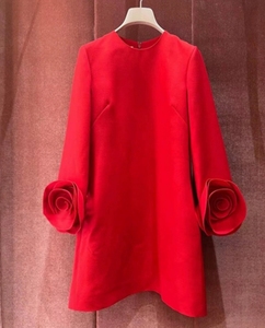 Abiti da donna larghi da festa a luci rosse a fiori maturi da donna di fascia alta da donna di lusso semplice elegante alla moda Slim a linea - Product Image 6