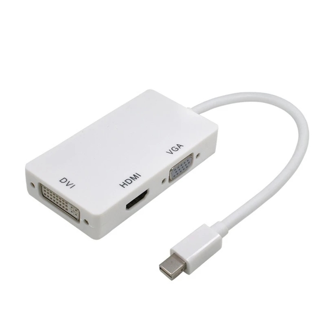 Multiport Thunderbolt Mini DP  to HDMI VGA DVI Adapter Cable 3 in 1 Mini DP PC TV Adapter Support 1080P