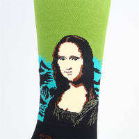 Chaussettes personnalisées adulte heureux peinture à l'huile criant Mona Lisa sourire Hip Hop soins infirmiers chaussettes de Compression nouveauté drôle chaussettes de Compression