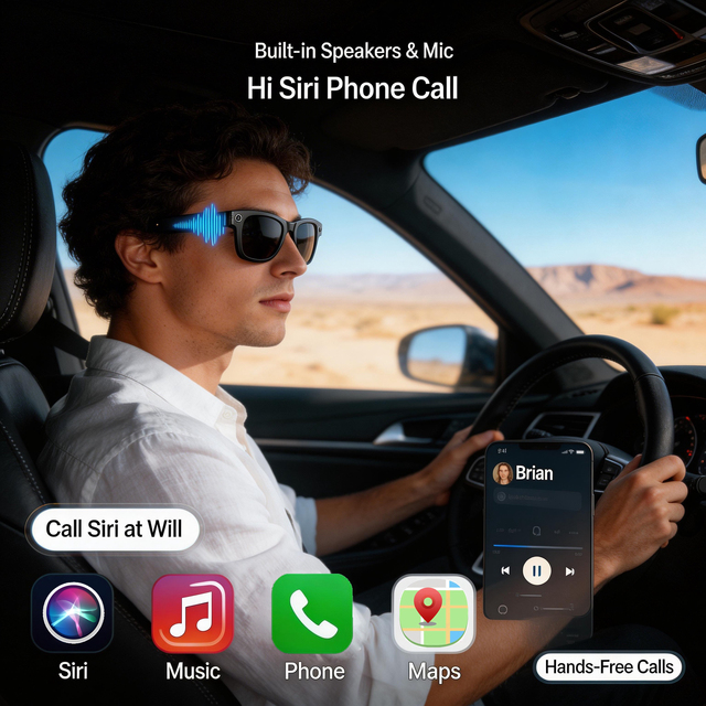 AI Smart Glasses with Camera Video Recording 20+ Languages Translation Sunglasses Bluetooth Call Music Play for Driving Travel