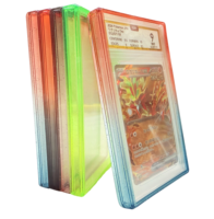MLY Protecteur de carte gradée en TPU transparent de 4 pouces, type panneau arrière, avec pare-chocs et protection de plaque, coloré, couleurs assorties