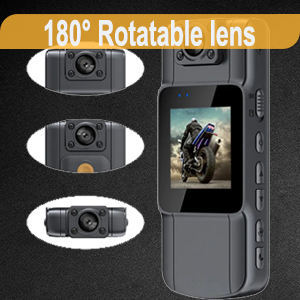กล้องติดตัวแบบสวมใส่ได้ ความละเอียด 2K 1080P เลนส์หมุนได้ หน้าจอ IPS ขนาด 1.54 นิ้ว บลูทูธ มองเห็นในเวลากลางคืน บันทึกเสียงแบบซิงโครนัส - Product Image 6