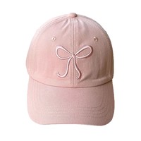 Gorra de Béisbol de PVC Transpirable de 6 Paneles para Mujer con Decoración de Lazo, Ajustable, Protección Solar, Estilo Deportivo Casual, Primavera/Verano