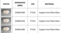 Luminaires de plafond en verre de taille moyenne pour chambre à coucher moderne, lustre, lampe, finition bronze, design minimaliste