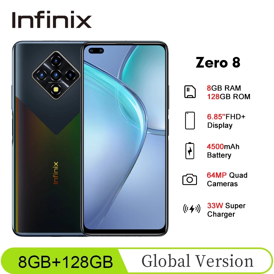 Infinix Zero 8 Mobile Phone - 8GB RAM, 128GB Storage, 90Hz Display