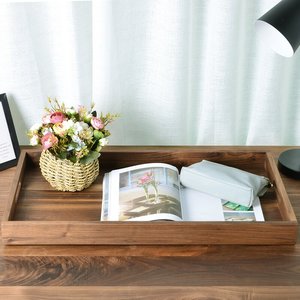 Wholesale Price Custom Rustic Extra <b>Large</b> Size <b>Trays</b> High Quality Hotel Rectangle Walnut Dry Wood Food Service <b>Tray</b> Dinner Plate - Product Image 4