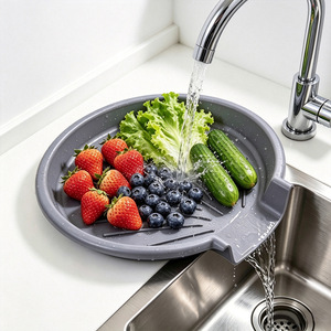 Fruit And Vegetable Washing Tray With Drainage Sink Rack For Kitchen Use Plastic Water Filter Tray - Product Image 1