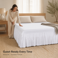 Jupe de lit plissée anti-poussière pour chambre d'hôtel et chambre à coucher, en tissu brossé, avec housse ajustée