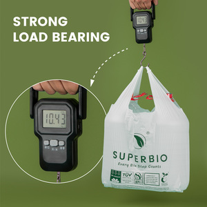 Custom <b>PLA</b> Biodegradable T-shirt Shopping Bags Compostable Grocery Bag With Top Quality - Product Image 3