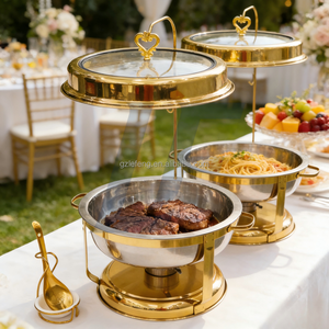 Scaldavivande di Lusso in Acciaio Inox da 9L, Set per Buffet Argento e Oro, Scaldavivande per Matrimoni e Feste - Product Image 2
