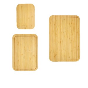 Bamboo Cutting Board Set 3-Piece Rectangle Solid <b>Wood</b> Chopping <b>Blocks</b> For Vegetables And Cooked Food - Product Image 5